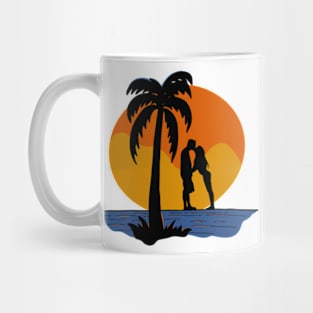 Romantic Sunset. A Couple Embracing the Setting Sun.sunset, romantic, couple, embracing, setting sun Mug